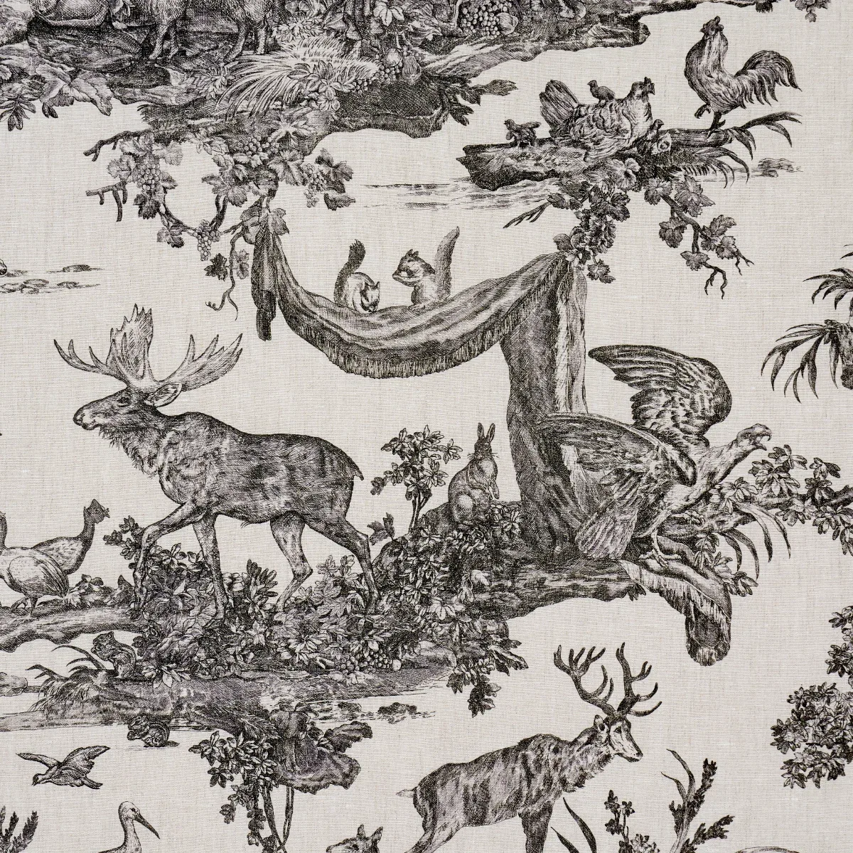 WESTERN TOILE Fabric – CARBON | Schumacher | Wallpaper Twins WESTERN TOILE fabric CARBON color by Schumacher
