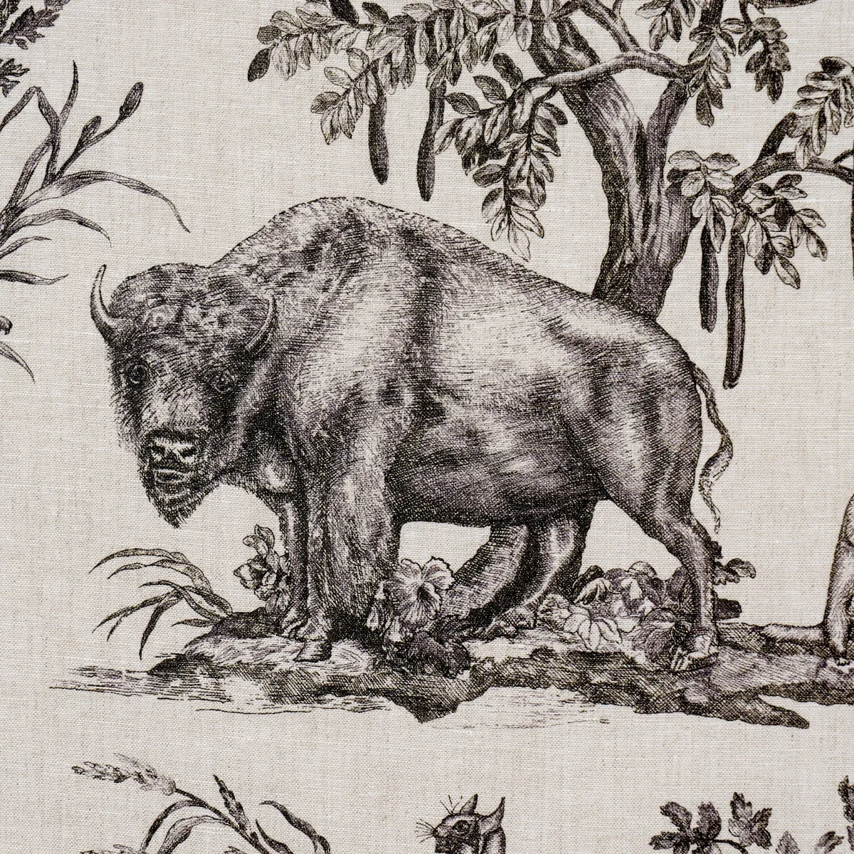 WESTERN TOILE Fabric – CARBON | Schumacher | Wallpaper Twins WESTERN TOILE fabric CARBON color by Schumacher