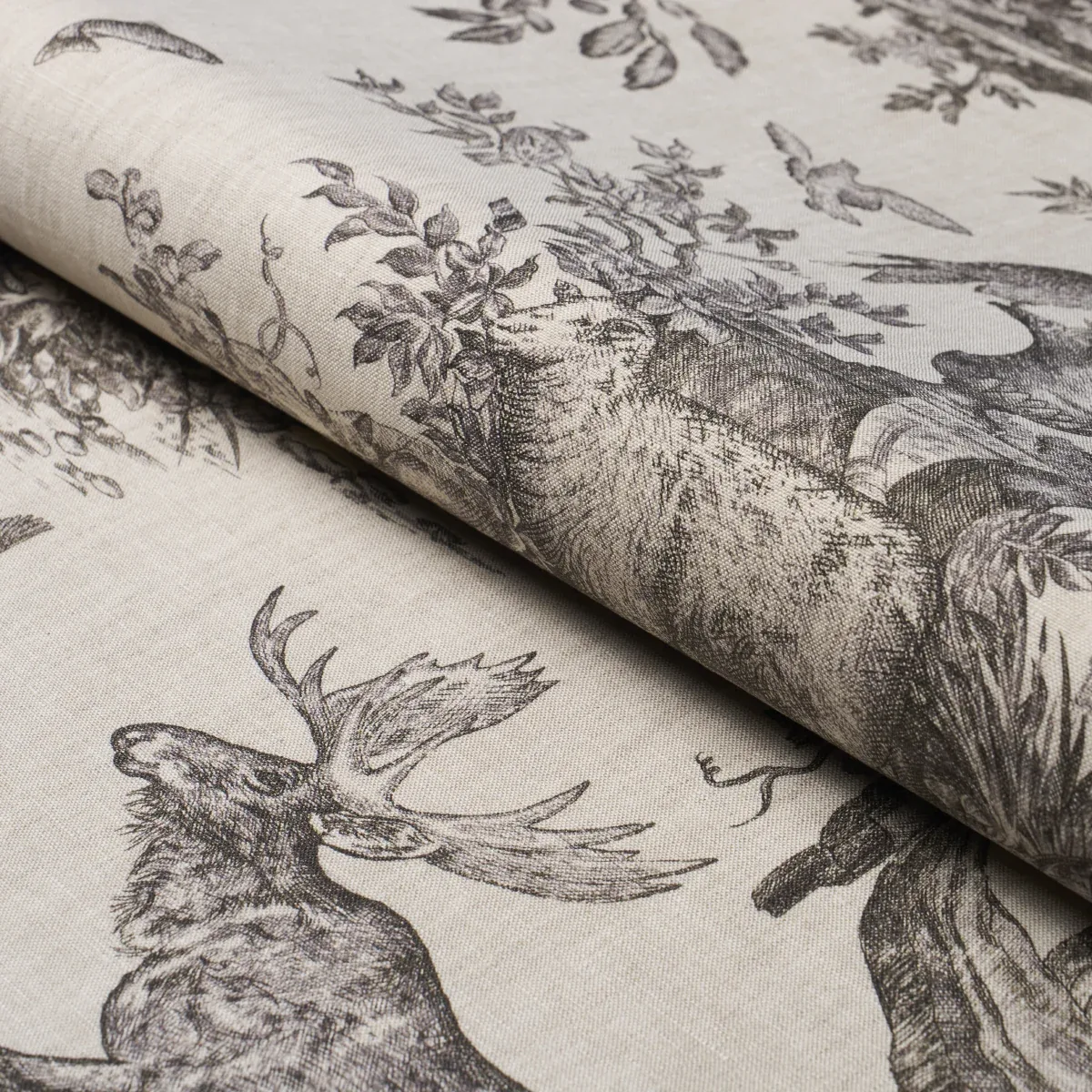 WESTERN TOILE Fabric – CARBON | Schumacher | Wallpaper Twins WESTERN TOILE fabric CARBON color by Schumacher