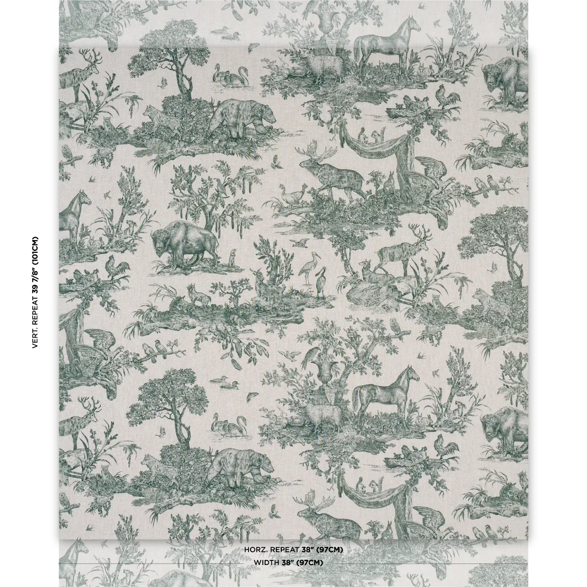 WESTERN TOILE Fabric – FOREST | Schumacher | Wallpaper Twins WESTERN TOILE fabric FOREST color by Schumacher