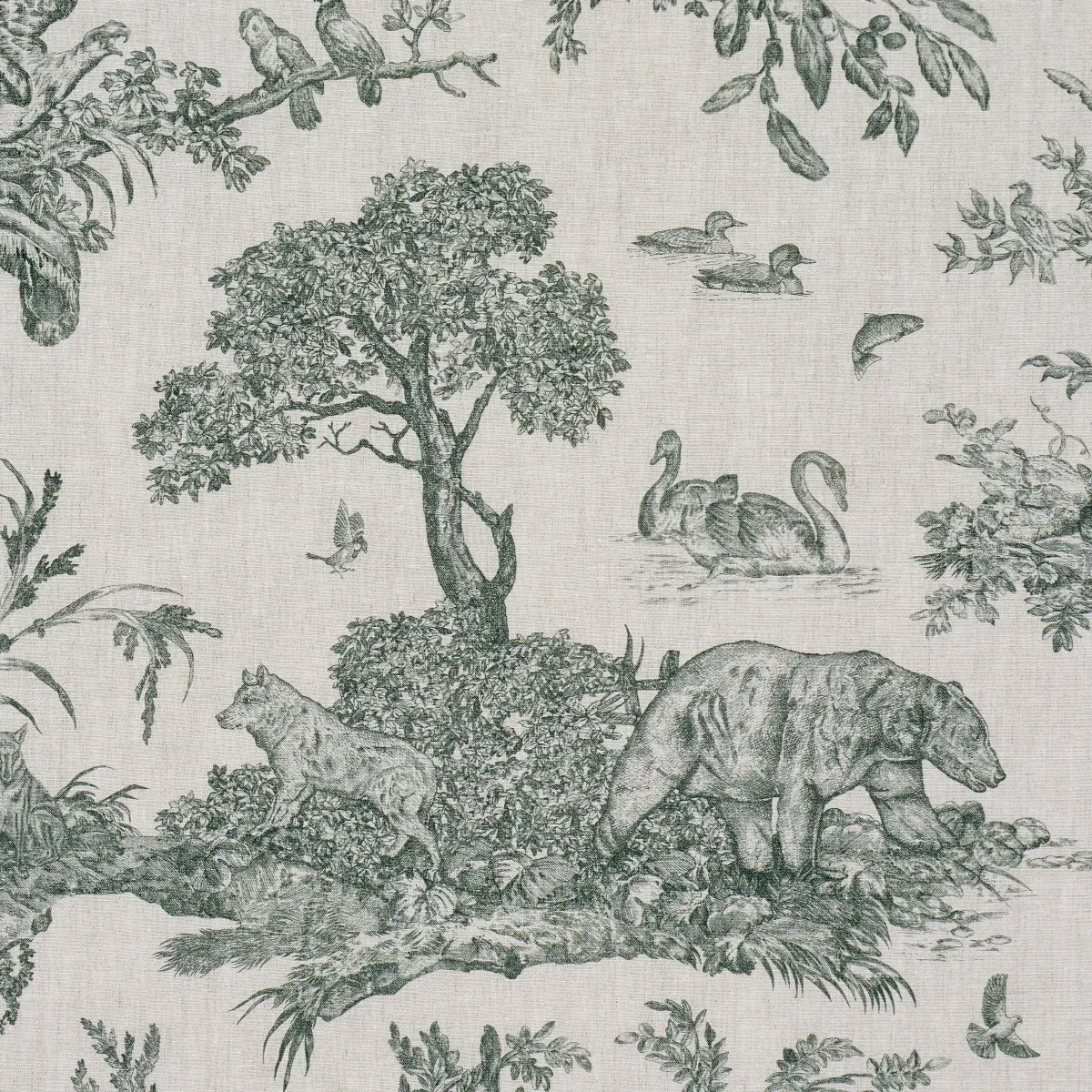 WESTERN TOILE Fabric – FOREST | Schumacher | Wallpaper Twins WESTERN TOILE fabric FOREST color by Schumacher