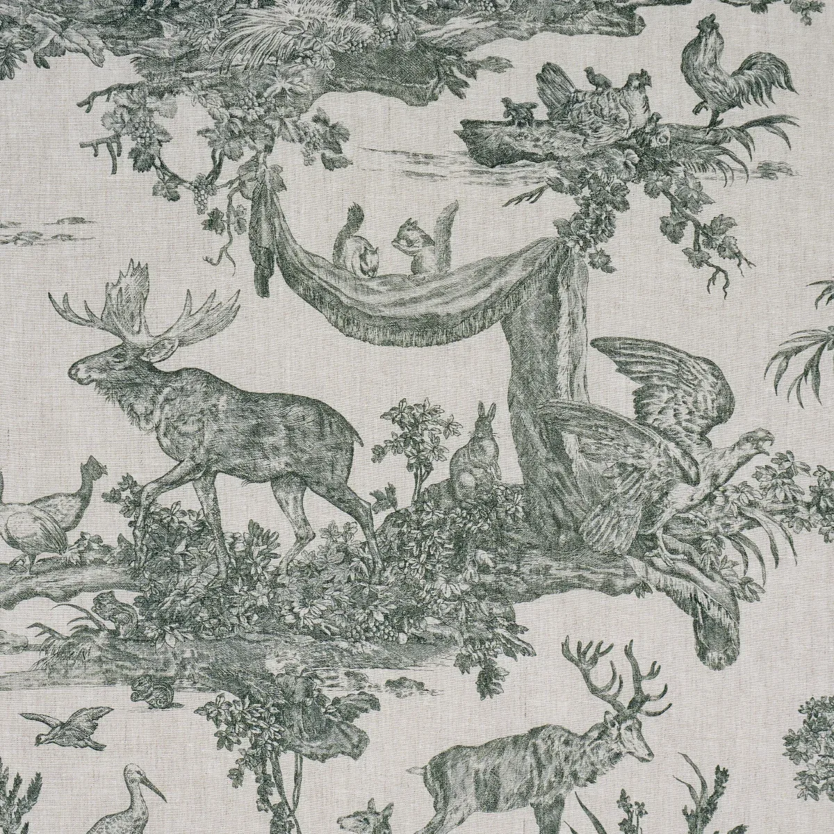 WESTERN TOILE Fabric – FOREST | Schumacher | Wallpaper Twins WESTERN TOILE fabric FOREST color by Schumacher