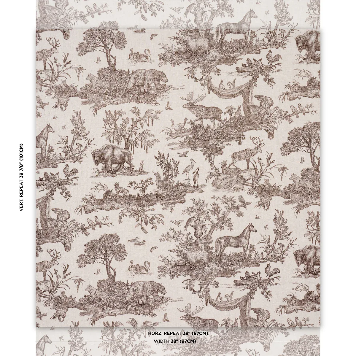 WESTERN TOILE Fabric – SEPIA | Schumacher | Wallpaper Twins WESTERN TOILE fabric SEPIA color by Schumacher