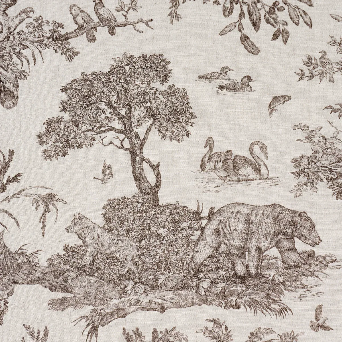 WESTERN TOILE Fabric – SEPIA | Schumacher | Wallpaper Twins WESTERN TOILE fabric SEPIA color by Schumacher
