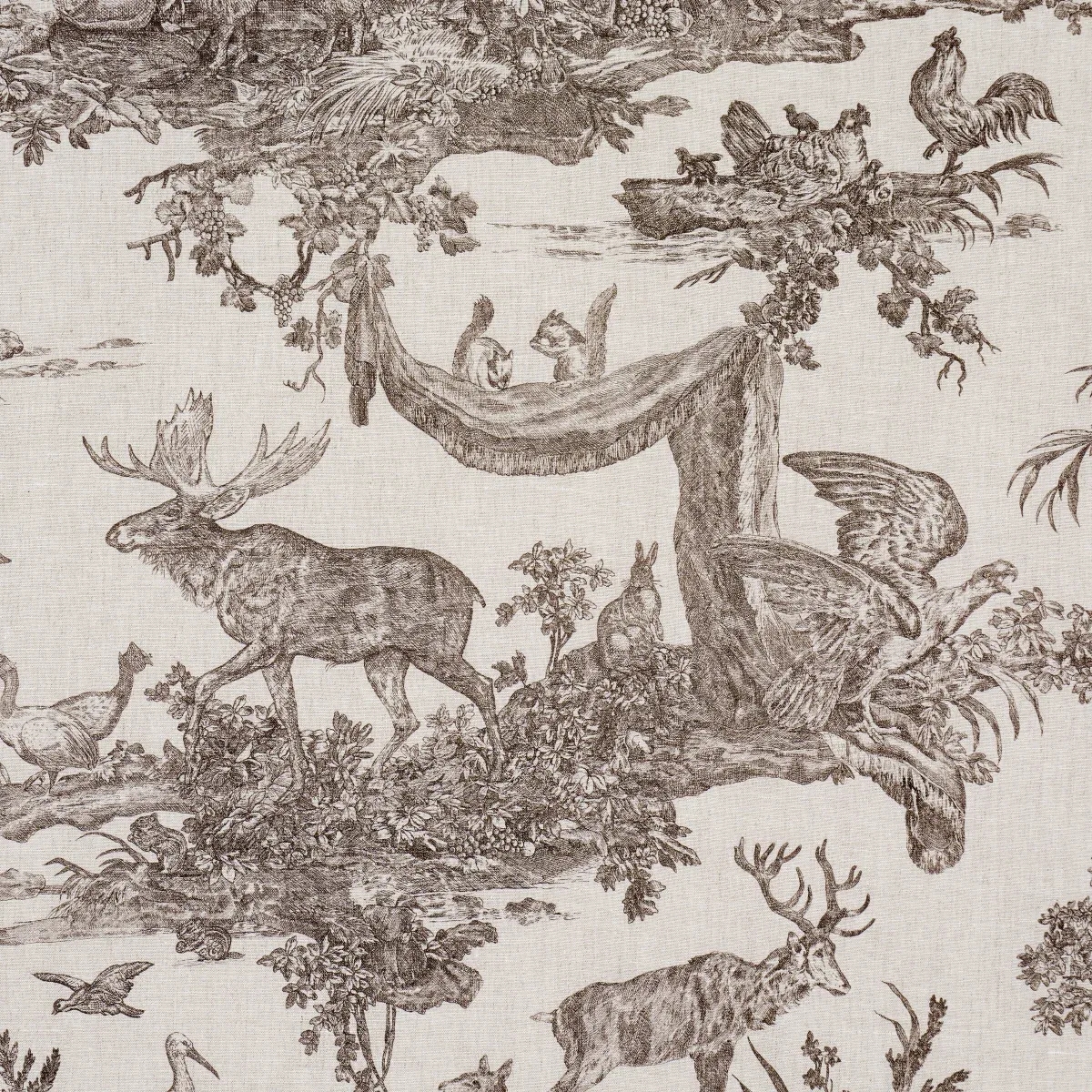 WESTERN TOILE Fabric – SEPIA | Schumacher | Wallpaper Twins WESTERN TOILE fabric SEPIA color by Schumacher