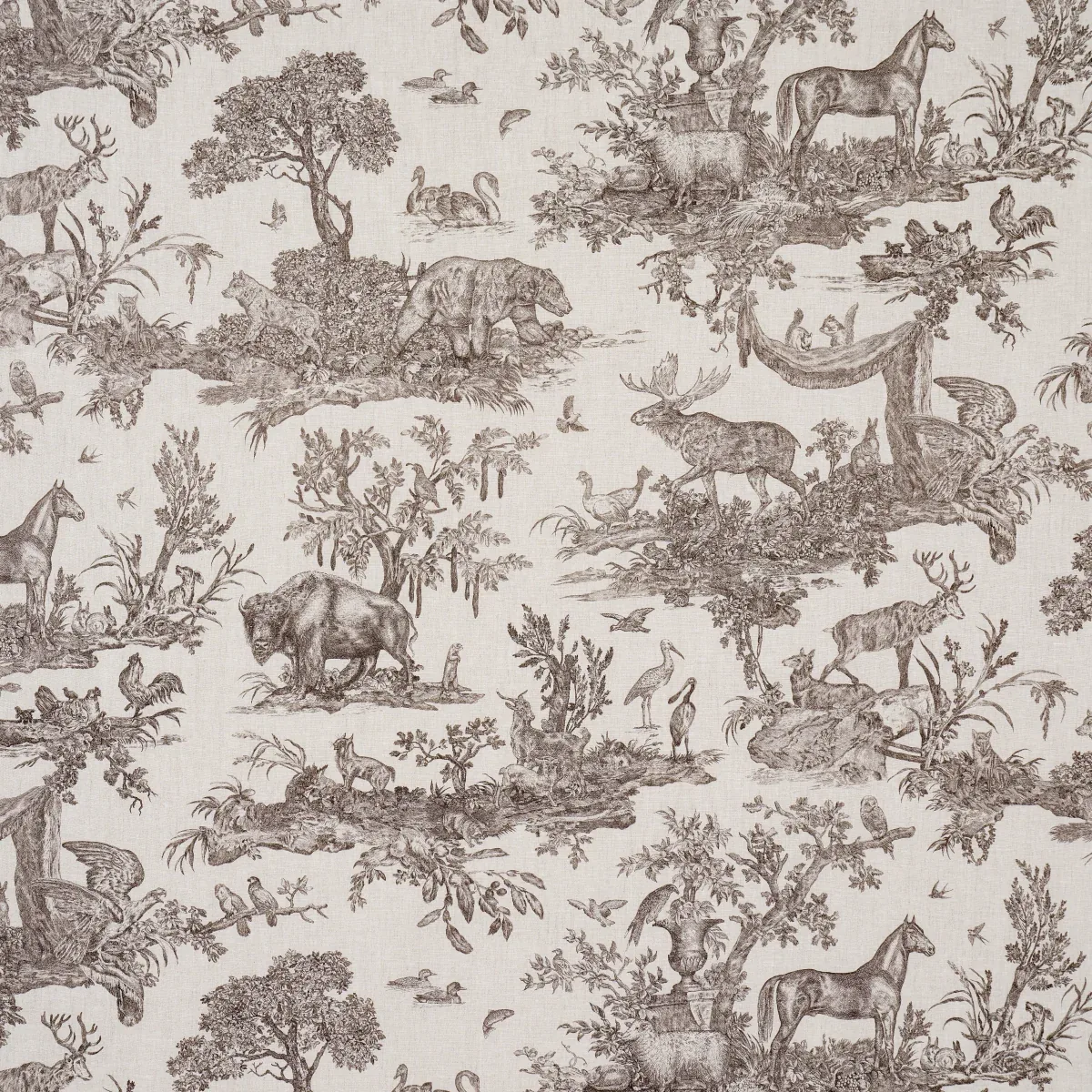 WESTERN TOILE fabric SEPIA color by Schumacher
