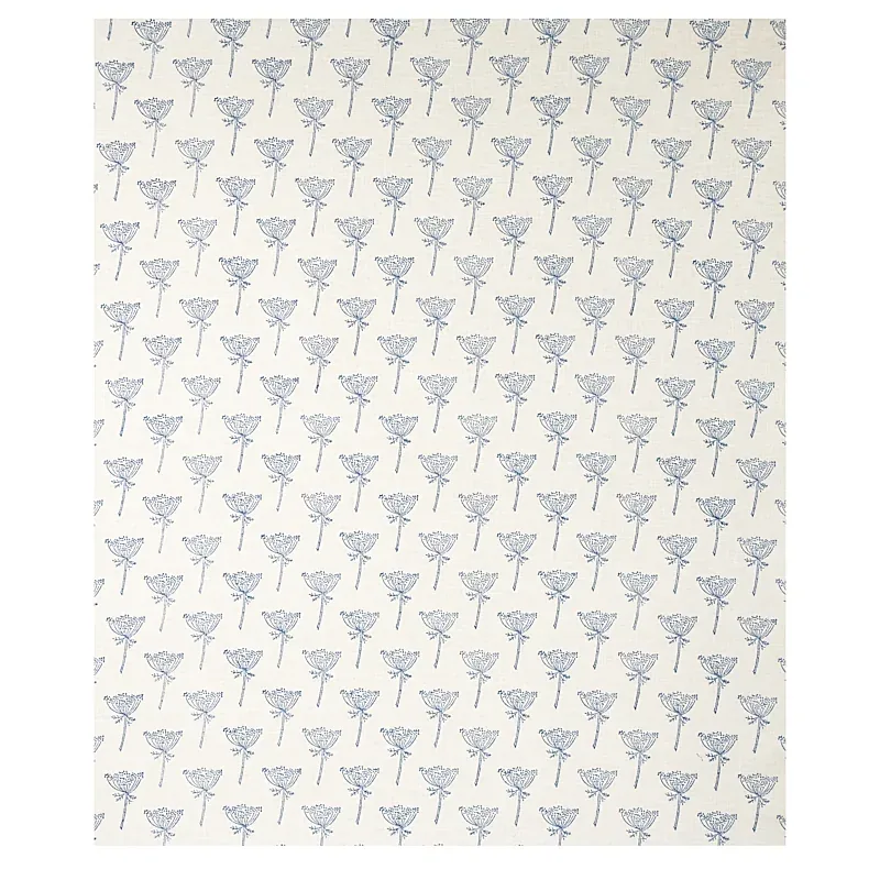 Wild Carrot Hand Block Print Fabric – INDIGO | Schumacher | Wild Carrot Hand Block Print fabric INDIGO color by Schumacher