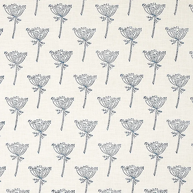 Wild Carrot Hand Block Print fabric INDIGO color by Schumacher