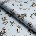 WILD WEST PERFORMANCE LINEN Fabric – BLUE | Schumacher | Wal WILD WEST PERFORMANCE LINEN fabric BLUE color by Schumacher