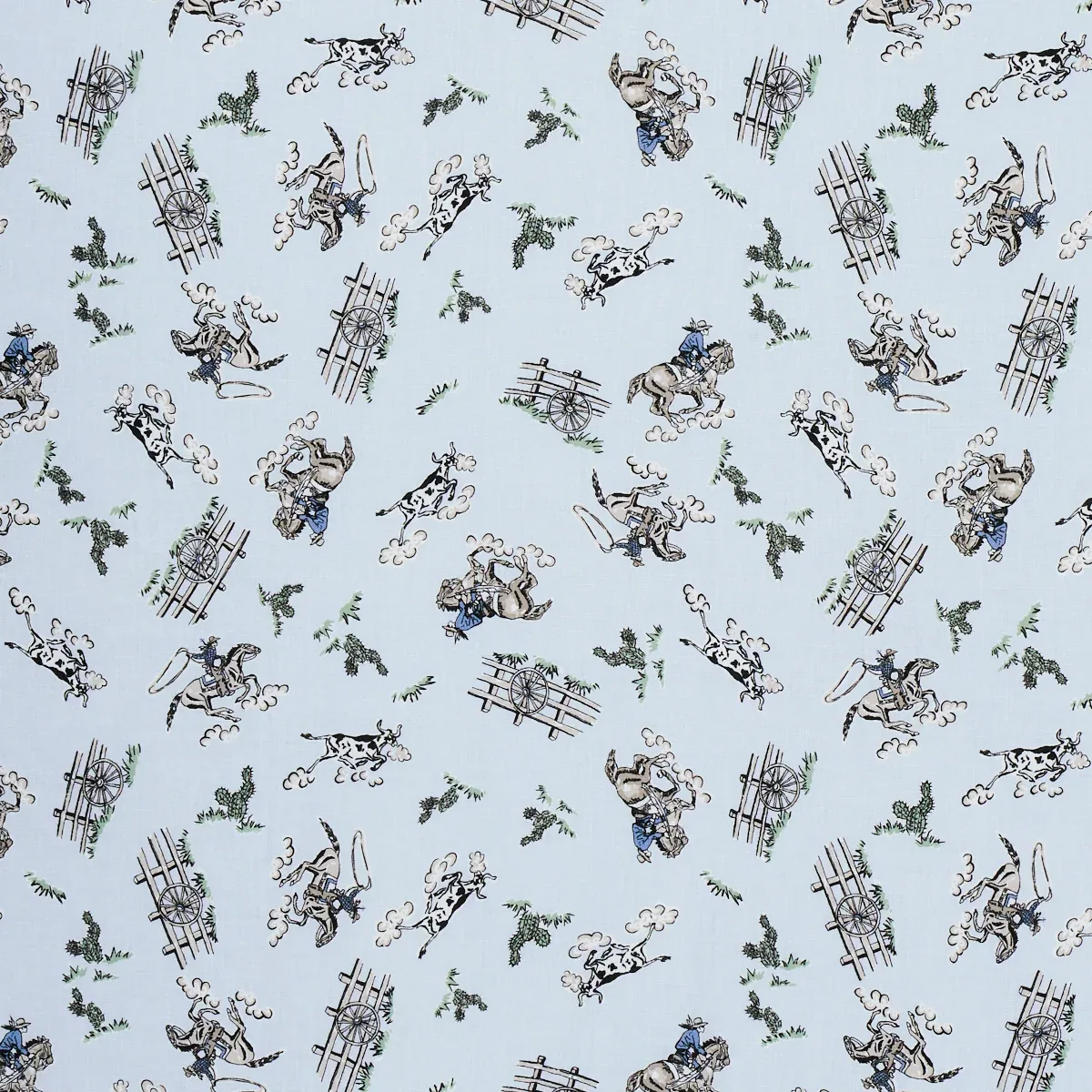 WILD WEST PERFORMANCE LINEN fabric BLUE color by Schumacher