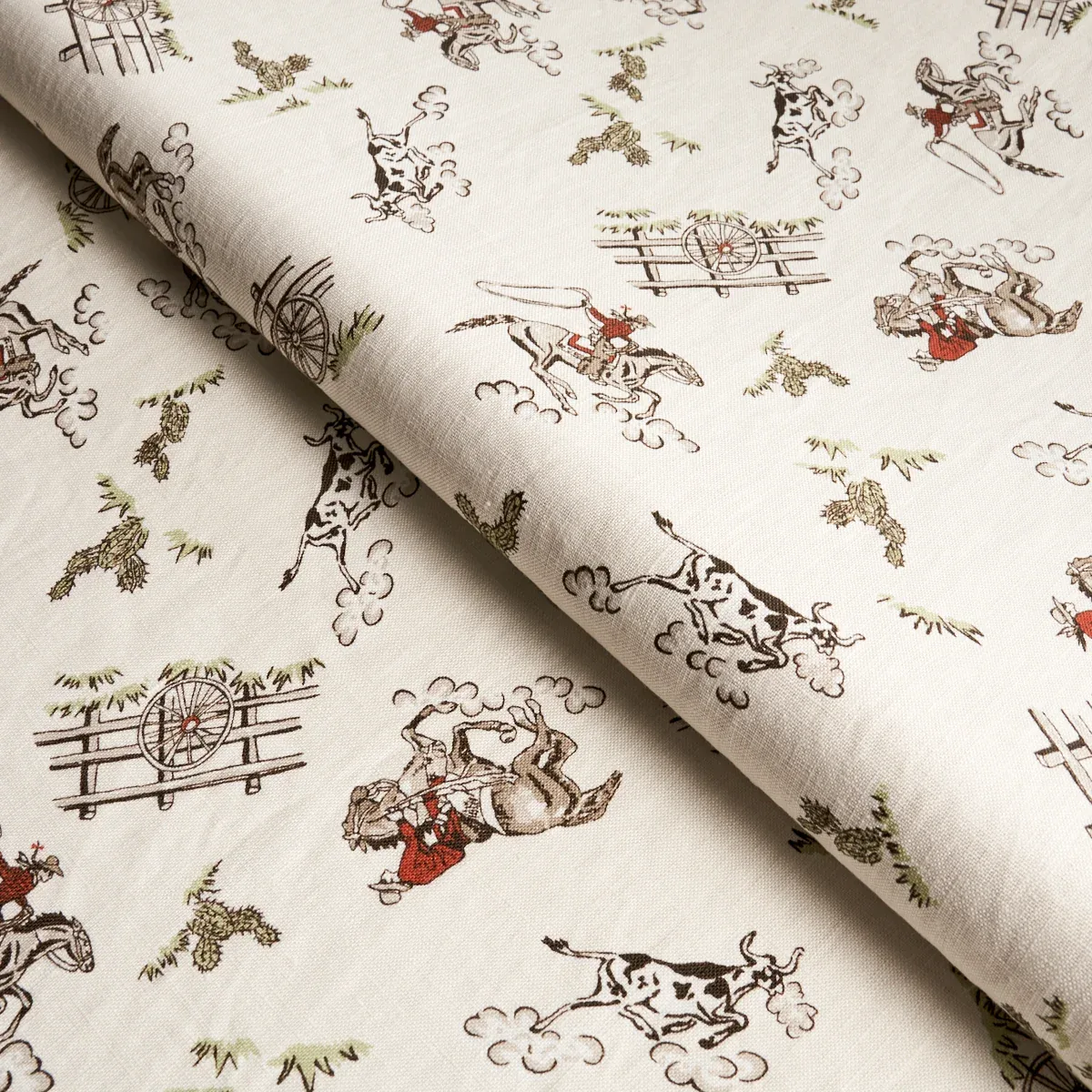 WILD WEST PERFORMANCE LINEN fabric CREAM color by Schumacher