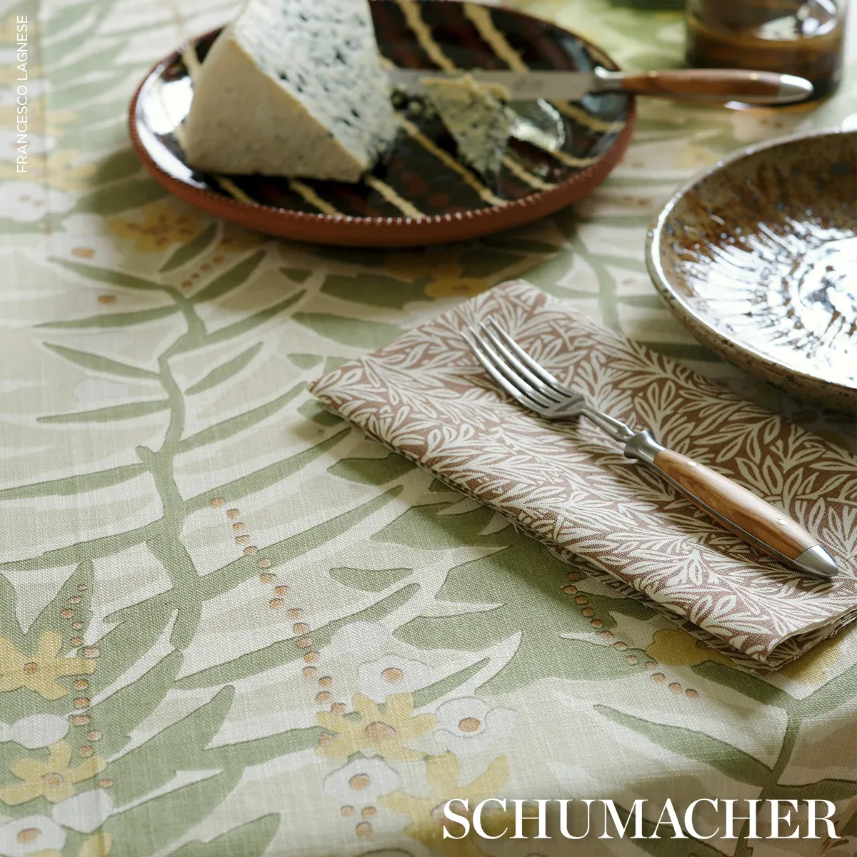 WILLOW LEAF Fabric – MOCHA | Schumacher | Wallpaper Twins WILLOW LEAF fabric MOCHA color by Schumacher