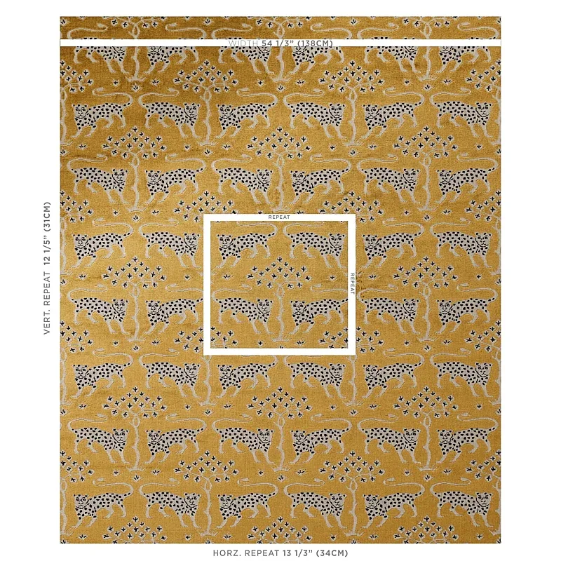 WOODLAND LEOPARD VELVET Fabric – GOLD | Schumacher | Wallpap WOODLAND LEOPARD VELVET fabric GOLD color by Schumacher