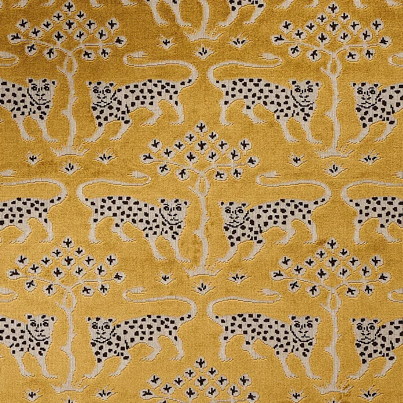 WOODLAND LEOPARD VELVET fabric GOLD color by Schumacher