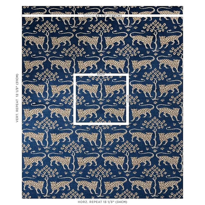 WOODLAND LEOPARD VELVET Fabric – SAPPHIRE | Schumacher | Wal WOODLAND LEOPARD VELVET fabric SAPPHIRE color by Schumacher