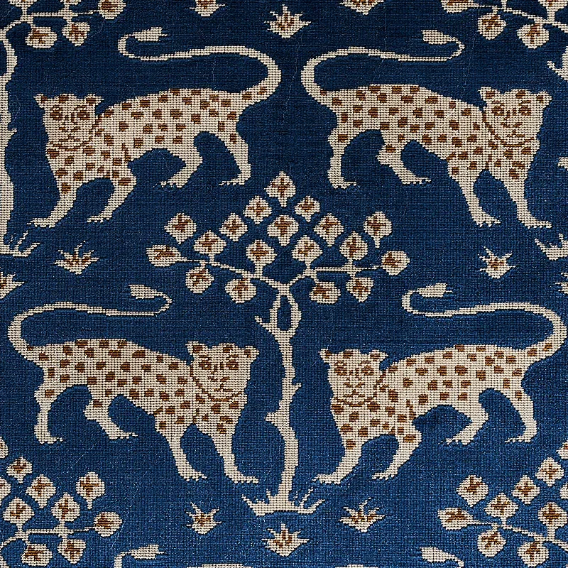 WOODLAND LEOPARD VELVET Fabric – SAPPHIRE | Schumacher | Wal WOODLAND LEOPARD VELVET fabric SAPPHIRE color by Schumacher