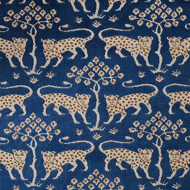 80082 | WOODLAND LEOPARD VELVET – SAPPHIRE