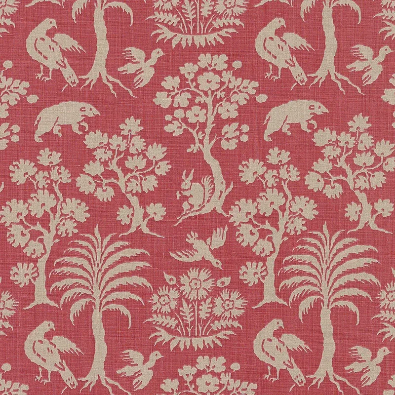 WOODLAND SILHOUETTE fabric RHUBARB color by Schumacher