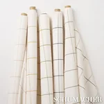 WOODMAN CHECK fabric STRAW color by Schumacher
