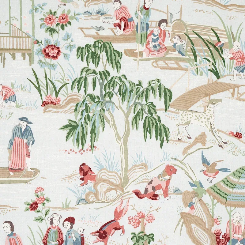 YANGTZE RIVER Fabric – AQUA | Schumacher | Wallpaper Twins YANGTZE RIVER fabric AQUA color by Schumacher