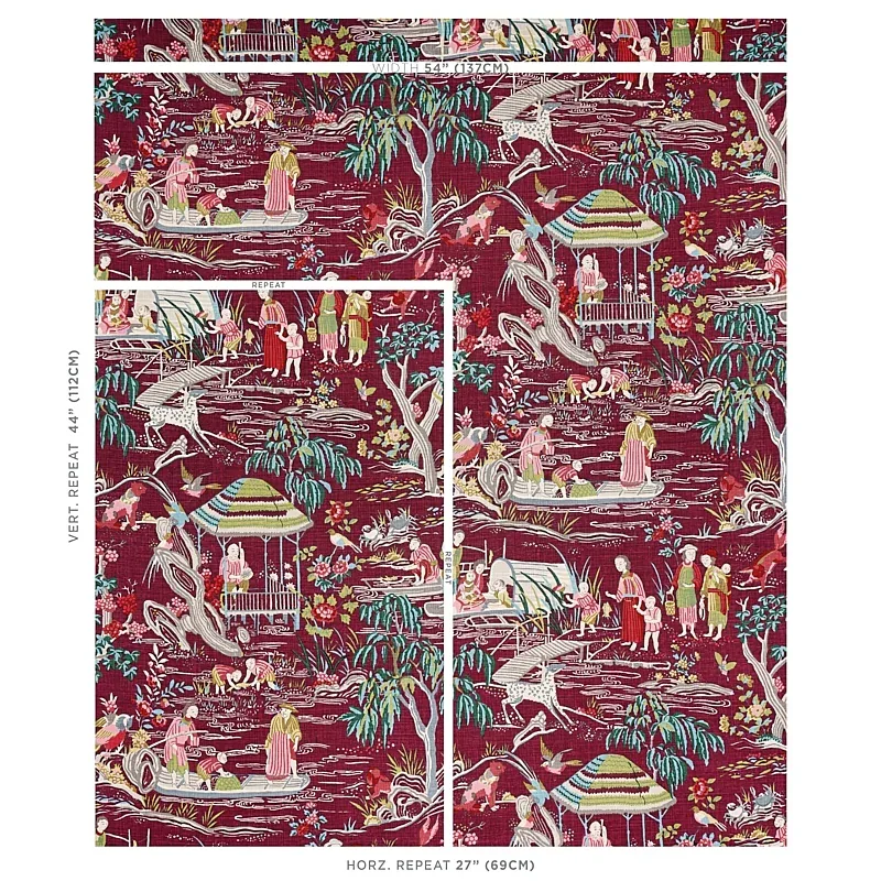 YANGTZE RIVER fabric AUBERGINE color by Schumacher