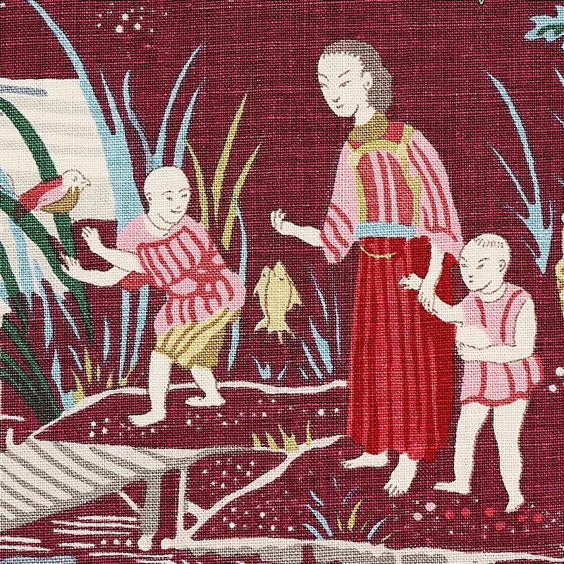 YANGTZE RIVER Fabric – AUBERGINE | Schumacher | Wallpaper Tw YANGTZE RIVER fabric AUBERGINE color by Schumacher