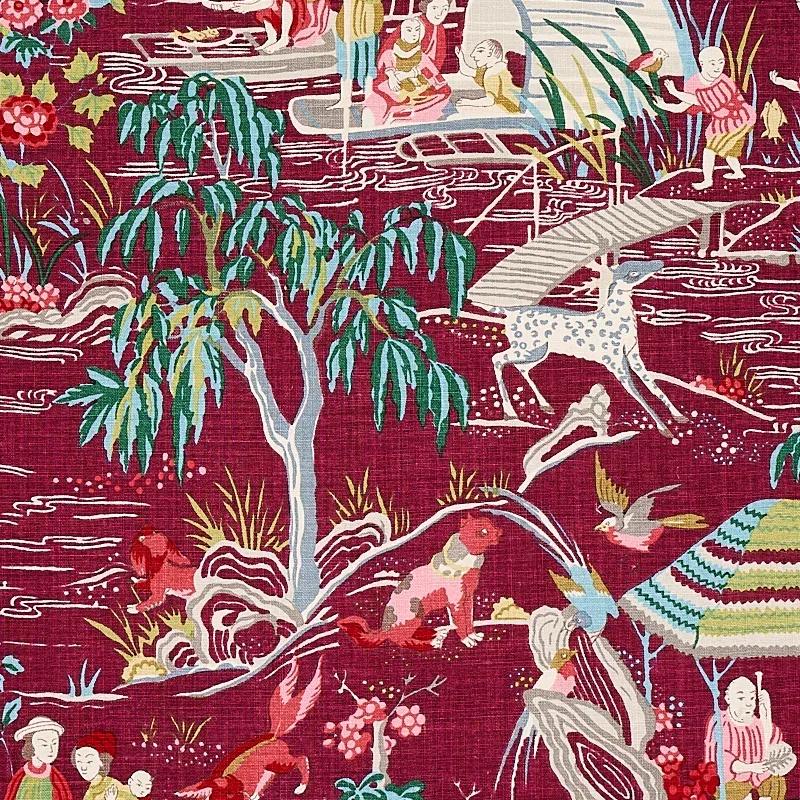YANGTZE RIVER fabric AUBERGINE color by Schumacher