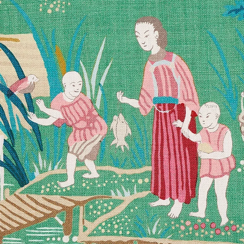 YANGTZE RIVER Fabric – JADE | Schumacher | Wallpaper Twins YANGTZE RIVER fabric JADE color by Schumacher