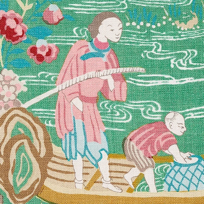 YANGTZE RIVER Fabric – JADE | Schumacher | Wallpaper Twins YANGTZE RIVER fabric JADE color by Schumacher