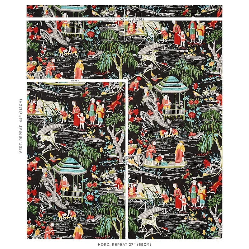 YANGTZE RIVER Fabric – ONYX | Schumacher | Wallpaper Twins YANGTZE RIVER fabric ONYX color by Schumacher