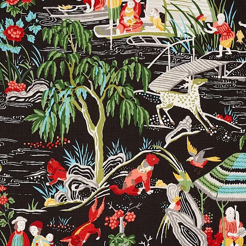 YANGTZE RIVER Fabric – ONYX | Schumacher | Wallpaper Twins YANGTZE RIVER fabric ONYX color by Schumacher