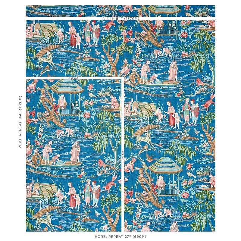 YANGTZE RIVER fabric PEACOCK color by Schumacher