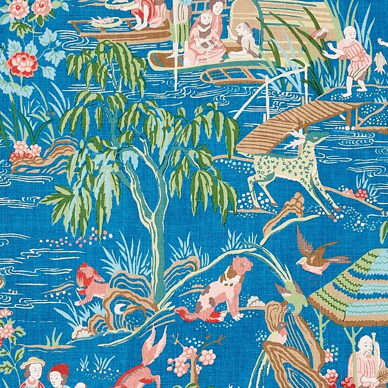 YANGTZE RIVER fabric PEACOCK color by Schumacher