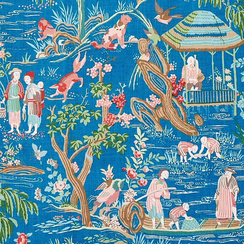 YANGTZE RIVER fabric PEACOCK color by Schumacher