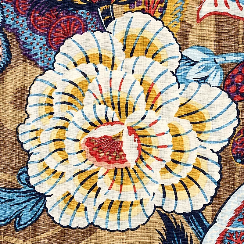 ZANZIBAR LINEN PRINT Fabric – CERULEAN | Schumacher | Wallpa ZANZIBAR LINEN PRINT fabric CERULEAN color by Schumacher