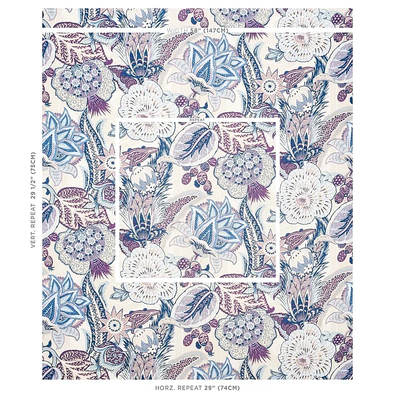 ZANZIBAR LINEN PRINT Fabric – HYACINTH | Schumacher | Wallpa ZANZIBAR LINEN PRINT fabric HYACINTH color by Schumacher