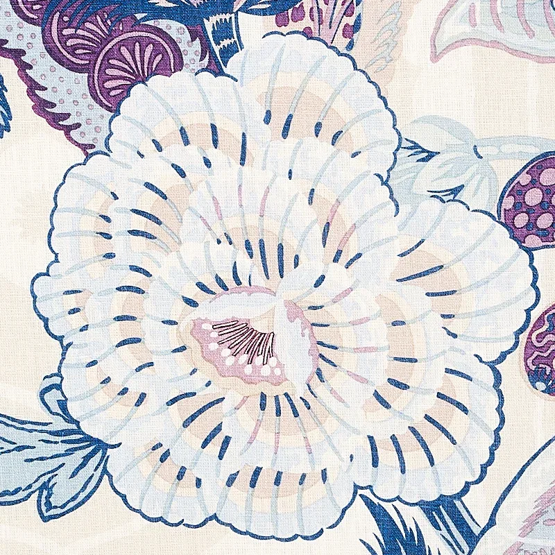 ZANZIBAR LINEN PRINT Fabric – HYACINTH | Schumacher | Wallpa ZANZIBAR LINEN PRINT fabric HYACINTH color by Schumacher