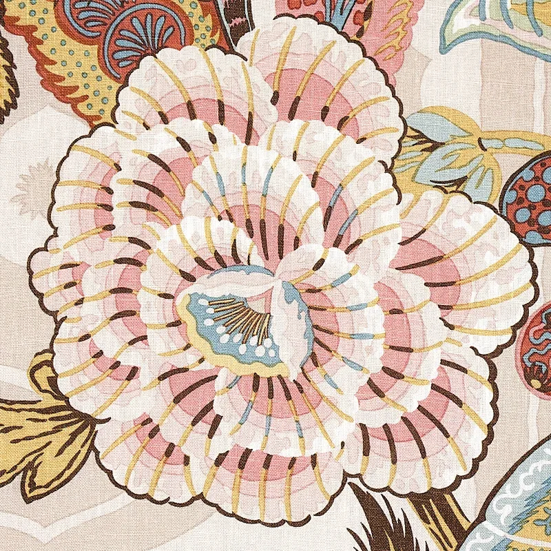 ZANZIBAR LINEN PRINT fabric PINK color by Schumacher