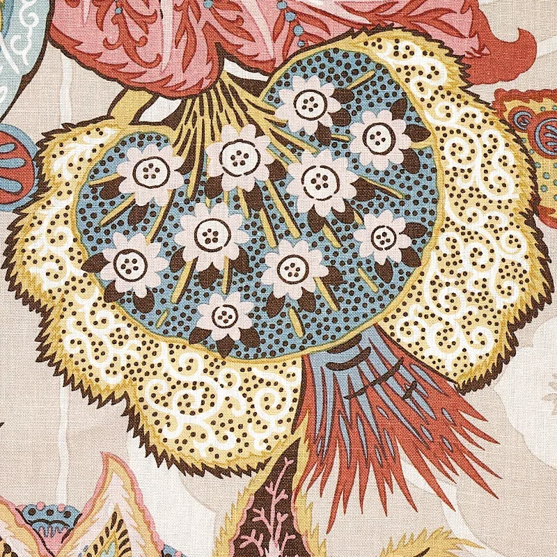 ZANZIBAR LINEN PRINT fabric PINK color by Schumacher
