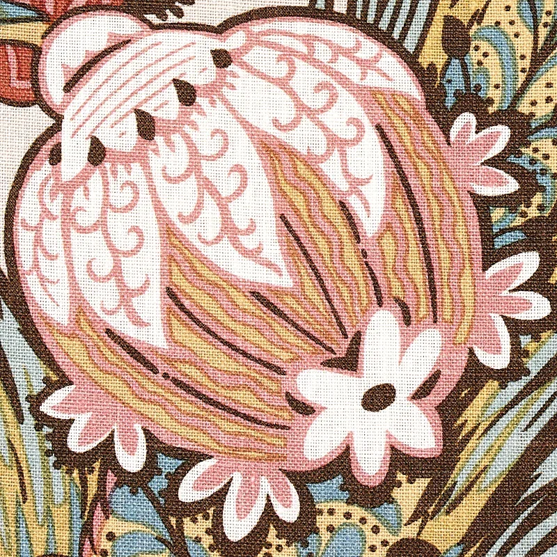 ZANZIBAR LINEN PRINT fabric PINK color by Schumacher
