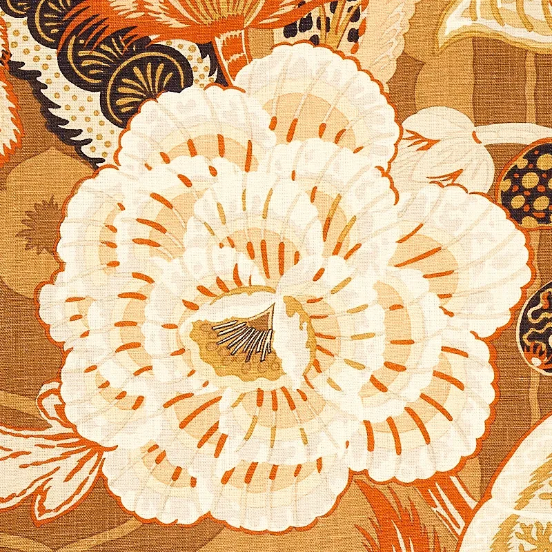 ZANZIBAR LINEN PRINT Fabric – SANDALWOOD | Schumacher | Wall ZANZIBAR LINEN PRINT fabric SANDALWOOD color by Schumacher