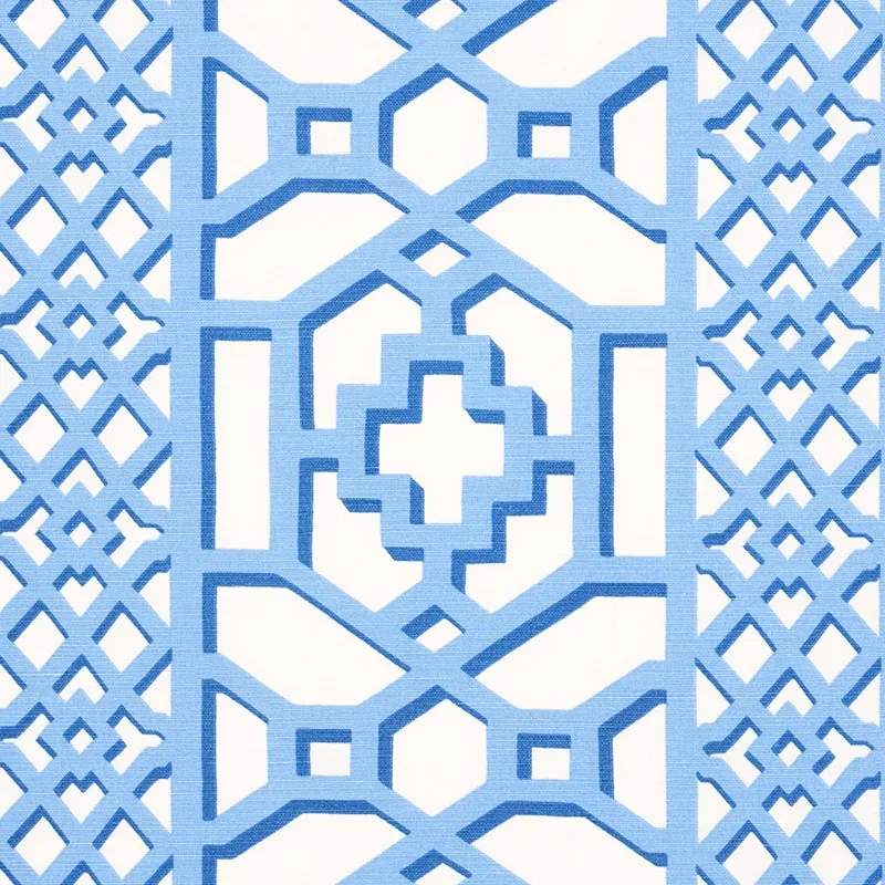 ZANZIBAR TRELLIS Fabric – BLUE | Schumacher | Wallpaper Twin ZANZIBAR TRELLIS fabric BLUE color by Schumacher