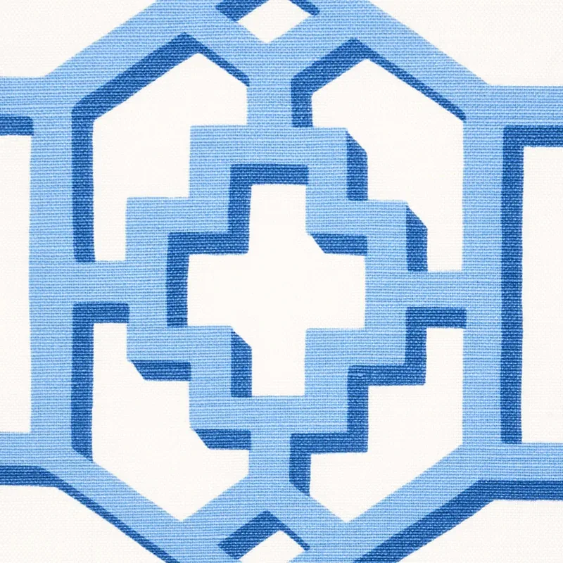 ZANZIBAR TRELLIS Fabric – BLUE | Schumacher | Wallpaper Twin ZANZIBAR TRELLIS fabric BLUE color by Schumacher