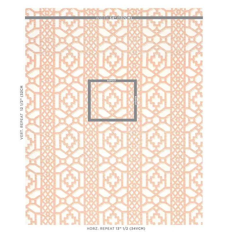 ZANZIBAR TRELLIS fabric CORAL color by Schumacher