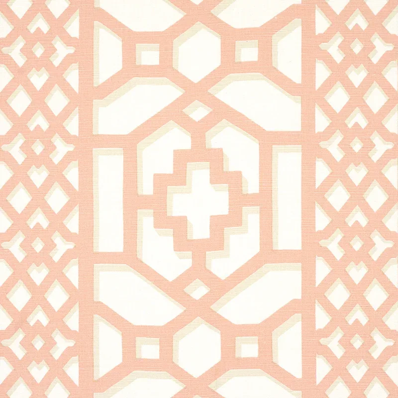 ZANZIBAR TRELLIS fabric CORAL color by Schumacher