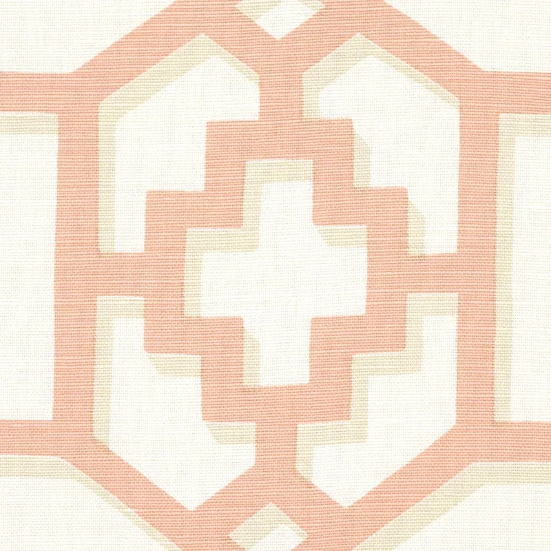 ZANZIBAR TRELLIS fabric CORAL color by Schumacher