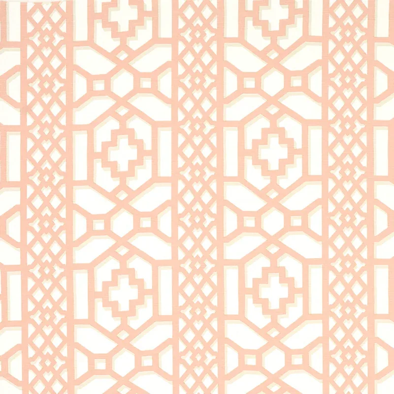 ZANZIBAR TRELLIS fabric CORAL color by Schumacher