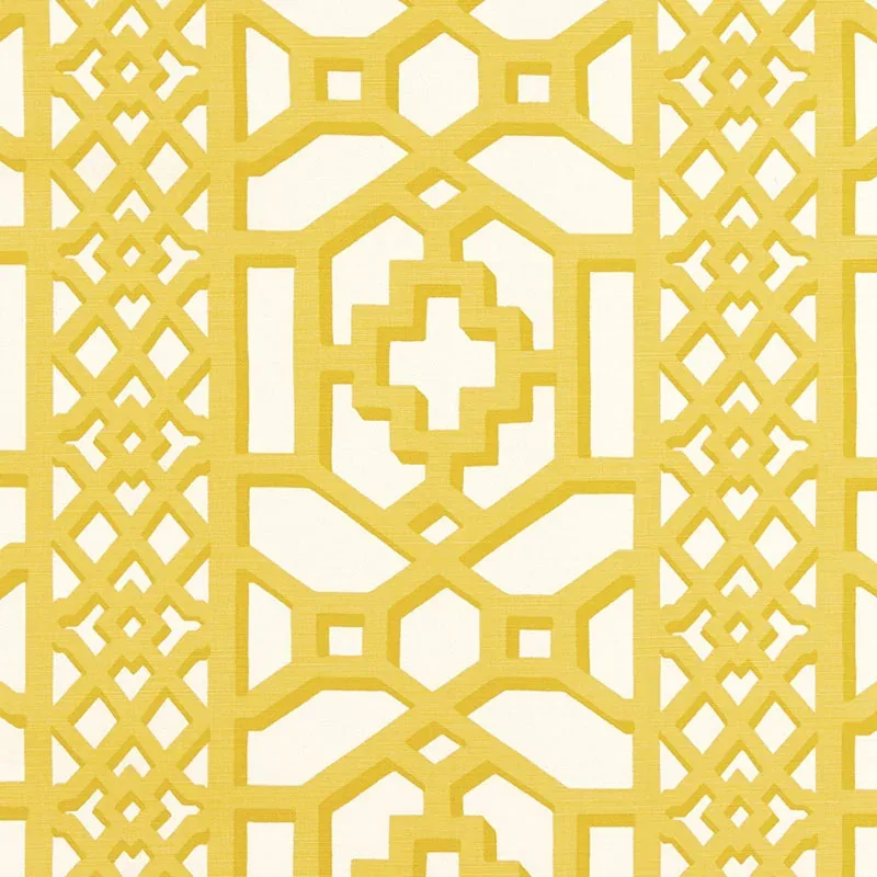 ZANZIBAR TRELLIS MATTE fabric CANARY color by Schumacher