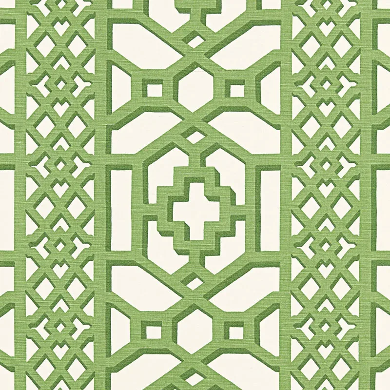 ZANZIBAR TRELLIS MATTE fabric JADE color by Schumacher