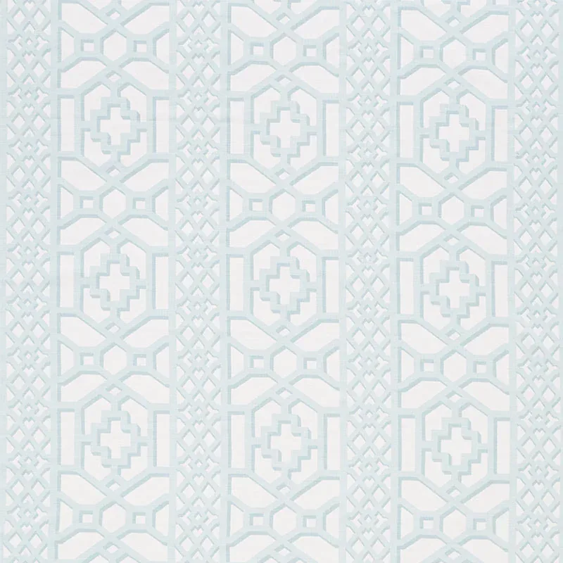 ZANZIBAR TRELLIS MATTE Fabric – WINTER MINT | Schumacher | W ZANZIBAR TRELLIS MATTE fabric WINTER MINT color by Schumacher